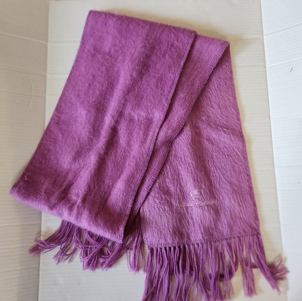Alpaca Camargo Fuchsia Pink Embroidered Alpaca Long Fringe Scarf